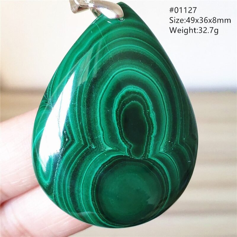 Pendentif Malachite 5A - Argent 925 - Pendentif Pierre Naturelle - Yogazen
