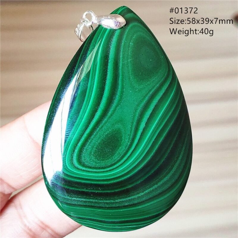 Pendentif Malachite 5A - Argent 925 - Pendentif Pierre Naturelle - Yogazen