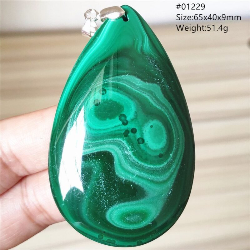 Pendentif Malachite 5A - Argent 925 - Pendentif Pierre Naturelle - Yogazen