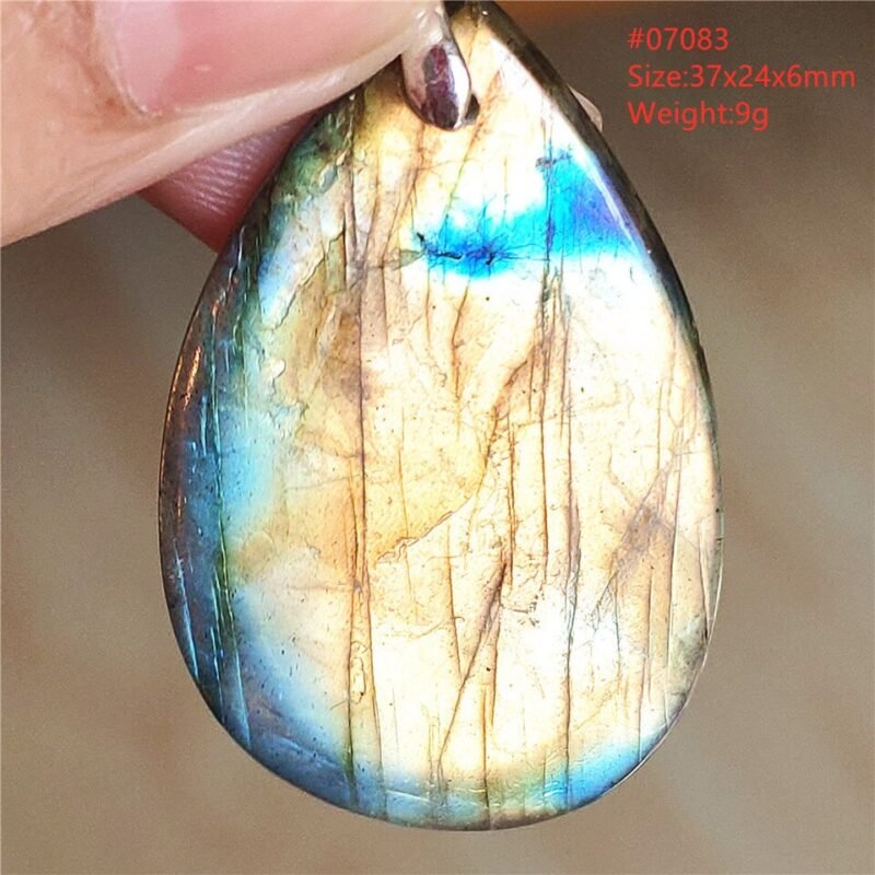 Pendentif Labradorite Bleue 6A - Argent 925 - Pendentif Pierre Naturelle - Yogazen