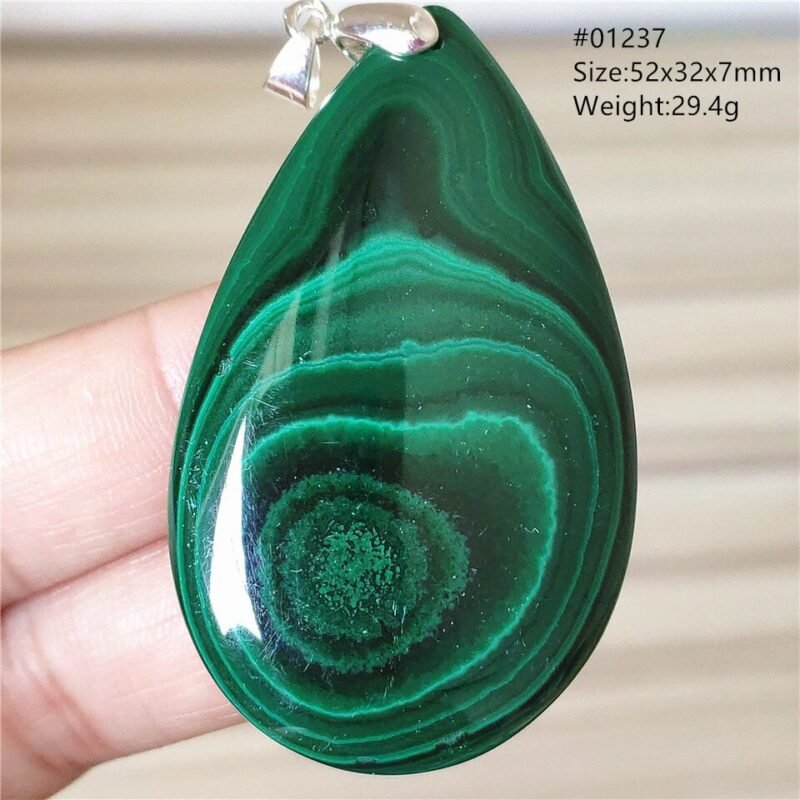 Pendentif Malachite 5A - Argent 925 - Pendentif Pierre Naturelle - Yogazen