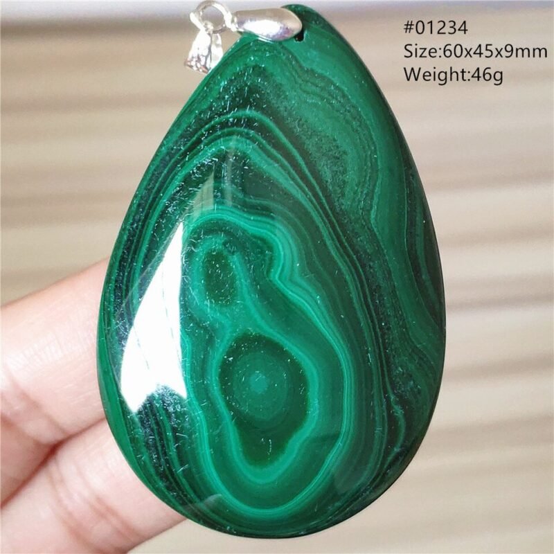 Pendentif Malachite 5A - Argent 925 - Pendentif Pierre Naturelle - Yogazen