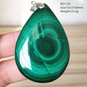 Pendentif Malachite 5A - Argent 925 - Pendentif Pierre Naturelle - Yogazen
