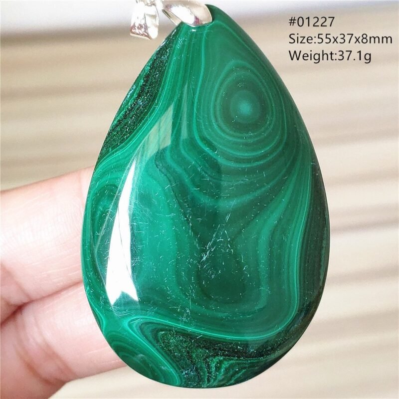Pendentif Malachite 5A - Argent 925 - Pendentif Pierre Naturelle - Yogazen