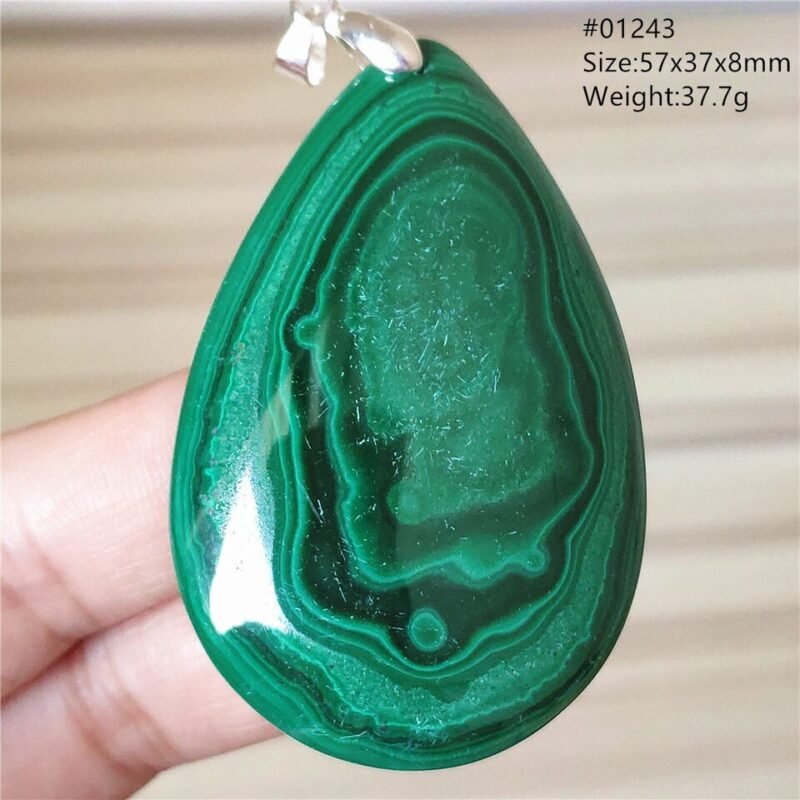 Pendentif Malachite 5A - Argent 925 - Pendentif Pierre Naturelle - Yogazen