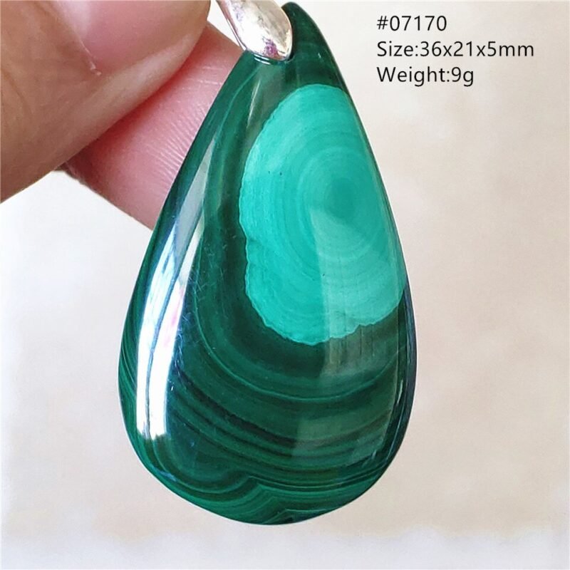 Pendentif Malachite 5A - Argent 925 - Pendentif Pierre Naturelle - Yogazen