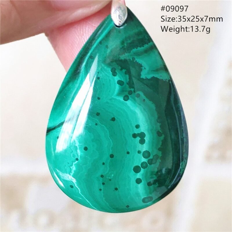 Pendentif Malachite 5A - Argent 925 - Pendentif Pierre Naturelle - Yogazen