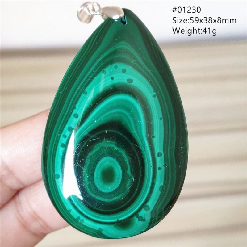 Pendentif Malachite 5A - Argent 925 - Pendentif Pierre Naturelle - Yogazen