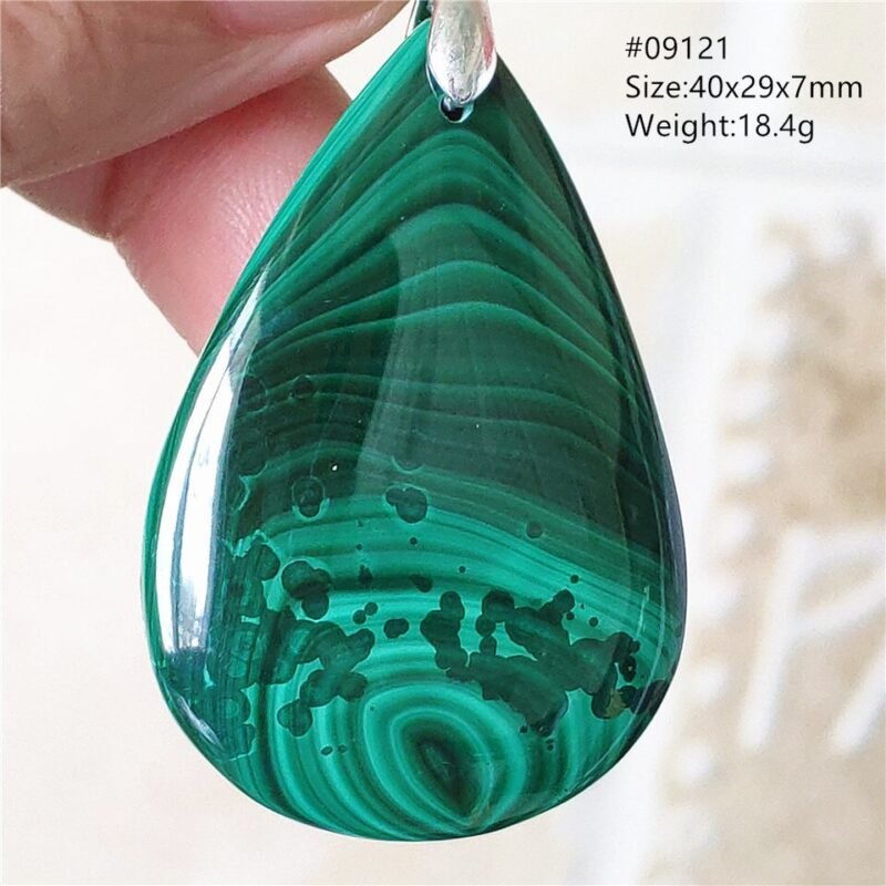 Pendentif Malachite 5A - Argent 925 - Pendentif Pierre Naturelle - Yogazen