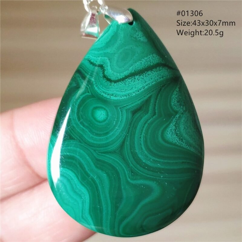 Pendentif Malachite 5A - Argent 925 - Pendentif Pierre Naturelle - Yogazen