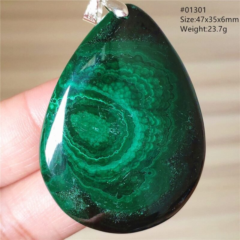 Pendentif Malachite 5A - Argent 925 - Pendentif Pierre Naturelle - Yogazen