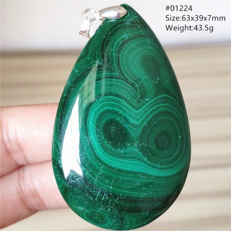 Pendentif Malachite 5A - Argent 925 - Pendentif Pierre Naturelle - Yogazen