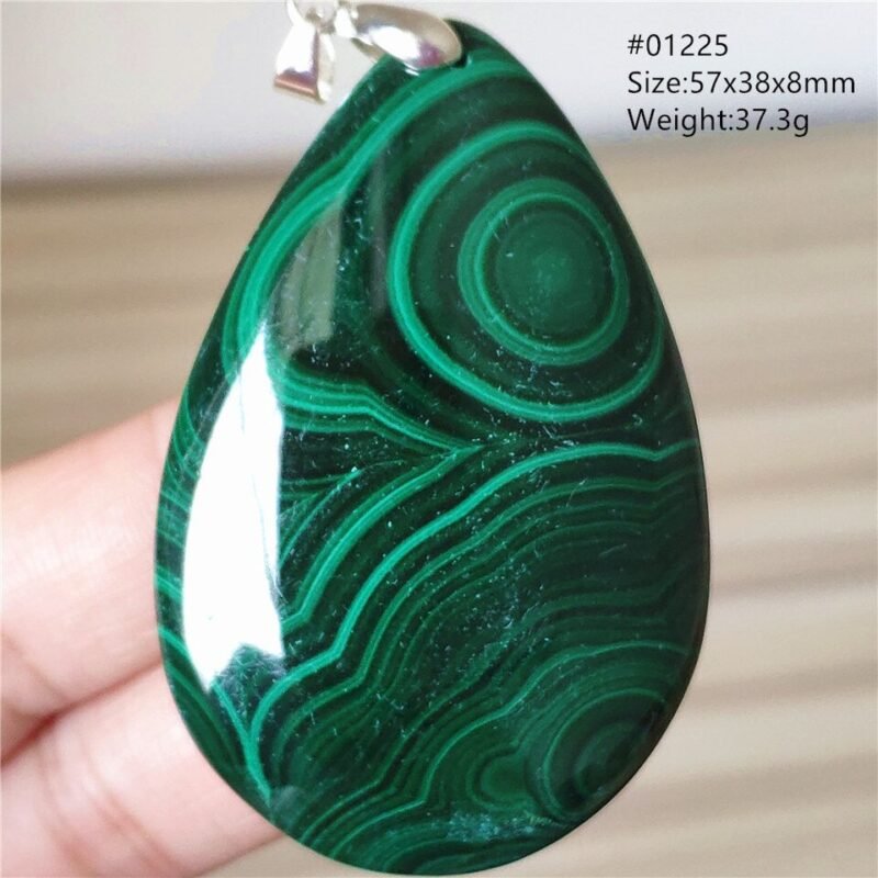 Pendentif Malachite 5A - Argent 925 - Pendentif Pierre Naturelle - Yogazen
