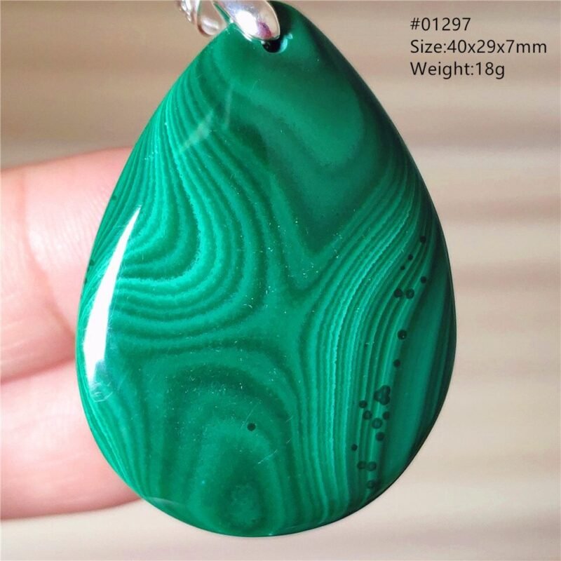 Pendentif Malachite 5A - Argent 925 - Pendentif Pierre Naturelle - Yogazen