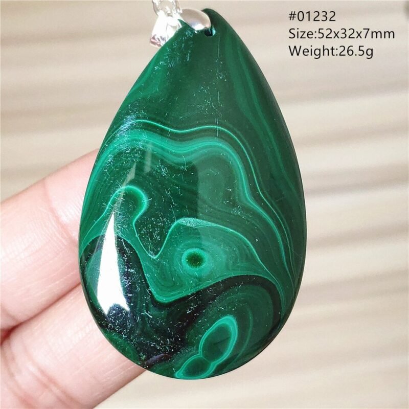 Pendentif Malachite 5A - Argent 925 - Pendentif Pierre Naturelle - Yogazen