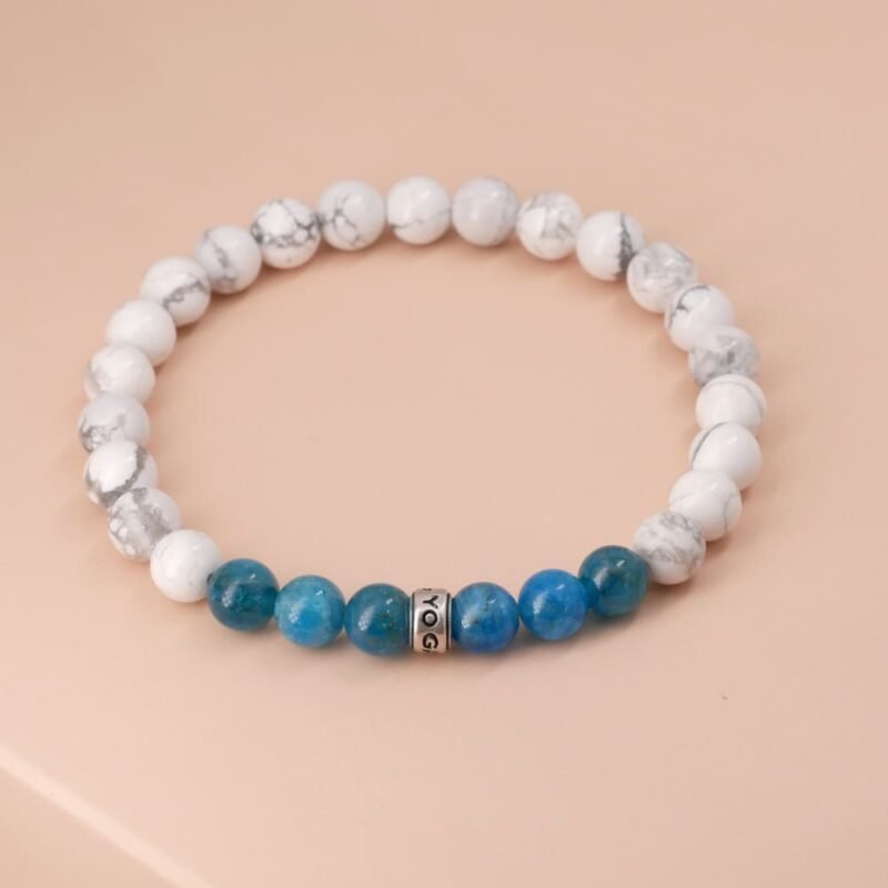 Bracelet Minceur en Apatite et Howlite - Fabriqué en France - Bijoux Artisanaux Pierres Naturelles - Yogazen