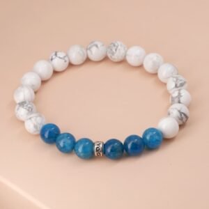 Bracelet Minceur en Apatite et Howlite - Fabriqué en France - Bijoux Artisanaux Pierres Naturelles - Yogazen