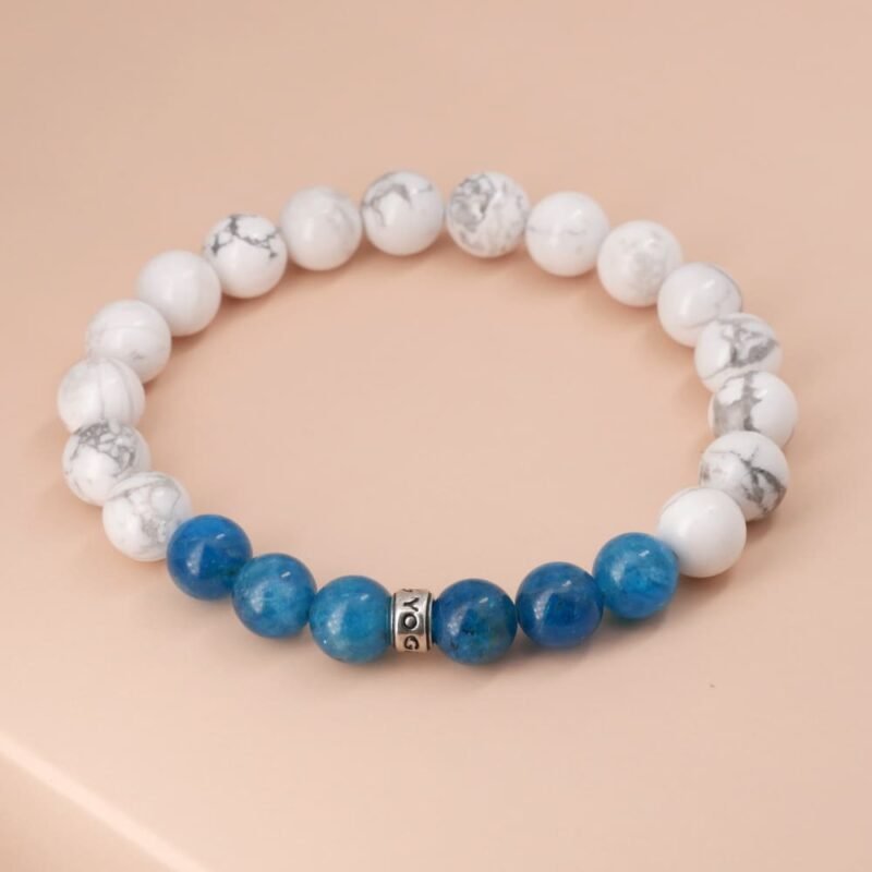Bracelet Minceur en Apatite et Howlite - Fabriqué en France - Bijoux Artisanaux Pierres Naturelles - Yogazen