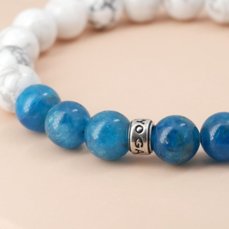 Bracelet Minceur en Apatite et Howlite - Fabriqué en France - Bijoux Artisanaux Pierres Naturelles - Yogazen