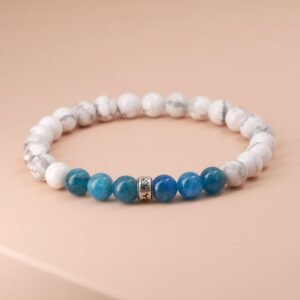 Bracelet Minceur en Apatite et Howlite - Fabriqué en France - Bijoux Artisanaux Pierres Naturelles - Yogazen