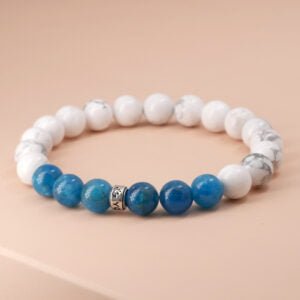 Bracelet Minceur en Apatite et Howlite - Fabriqué en France - Bijoux Artisanaux Pierres Naturelles - Yogazen