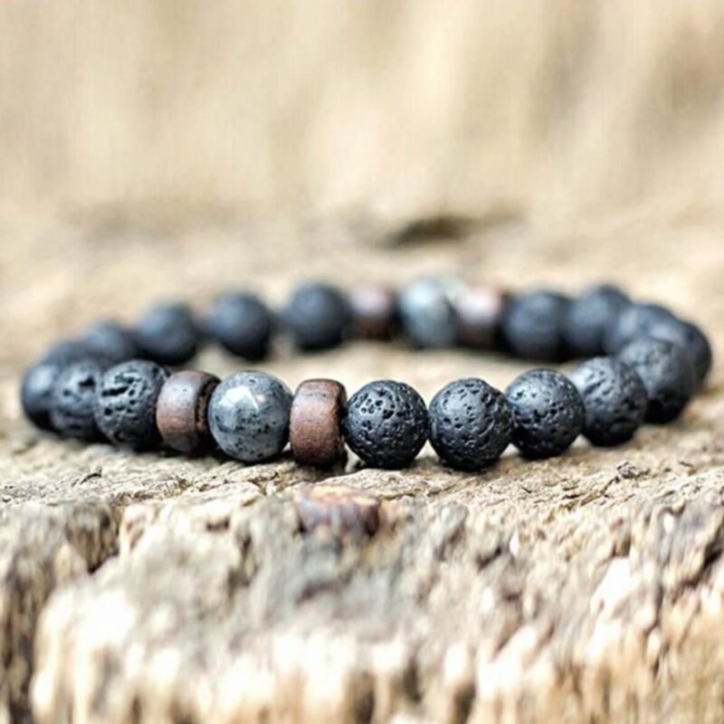 Bracelet pour Homme en Pierre de Lave - Bracelet Bouddhiste - Yogazen