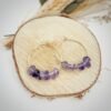 Boucle d'oreille créole pierres cassées Améthyste - Bijoux Artisanaux Pierres Naturelles - Yogazen