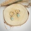Boucle d'oreille petite créole avec pierre aventurine - Bijoux Artisanaux Pierres Naturelles - Yogazen