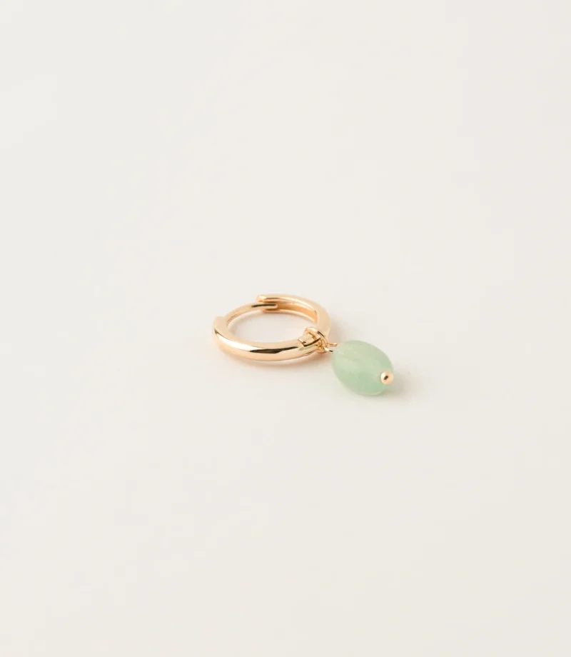 Boucle d'oreille petite créole avec pierre Amazonite - Bijoux Artisanaux Pierres Naturelles - Yogazen
