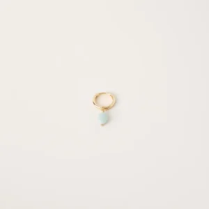 Boucle d'oreille petite créole avec pierre aventurine - Bijoux Artisanaux Pierres Naturelles - Yogazen