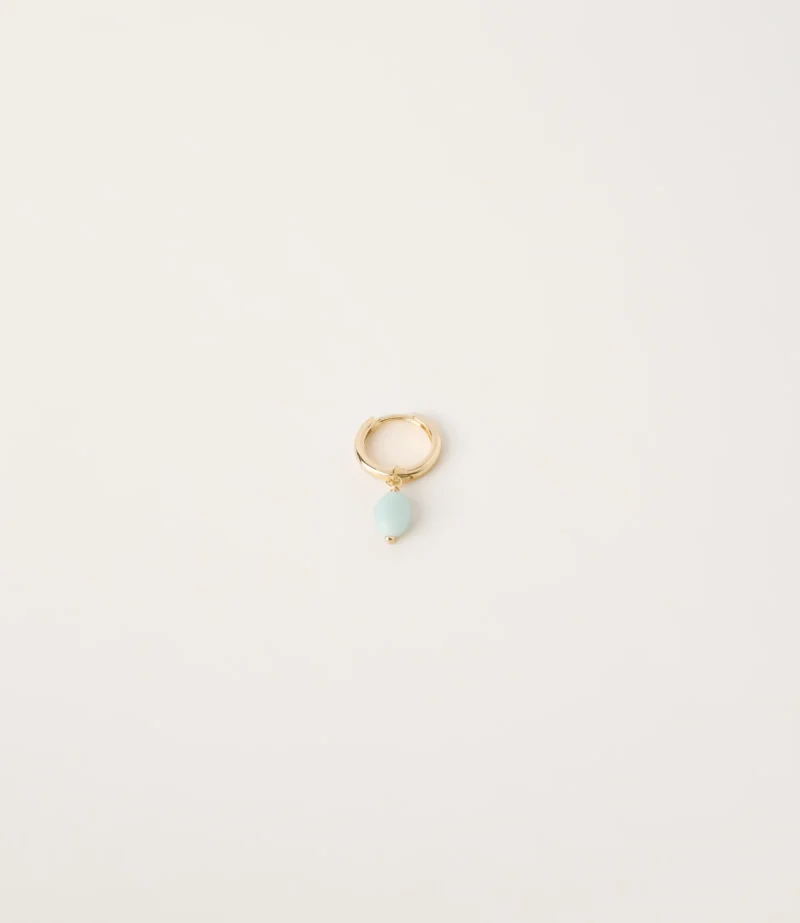Boucle d'oreille petite créole avec pierre aventurine - Bijoux Artisanaux Pierres Naturelles - Yogazen