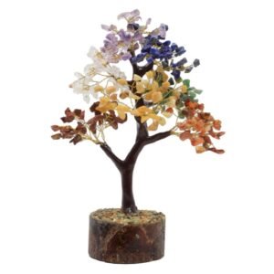 Arbre du Bonheur 7 Chakras – 300 Pierres Brutes, 22 x 25 cm