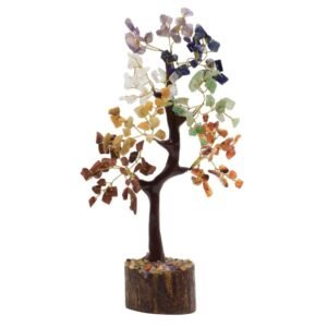Arbre du Bonheur 7 Chakras – 160 Pierres Brutes, 15 x 18 cm