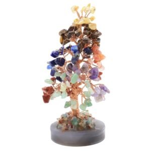 Arbre du Bonheur 7 Chakras sur Agate Polie – 14 cm