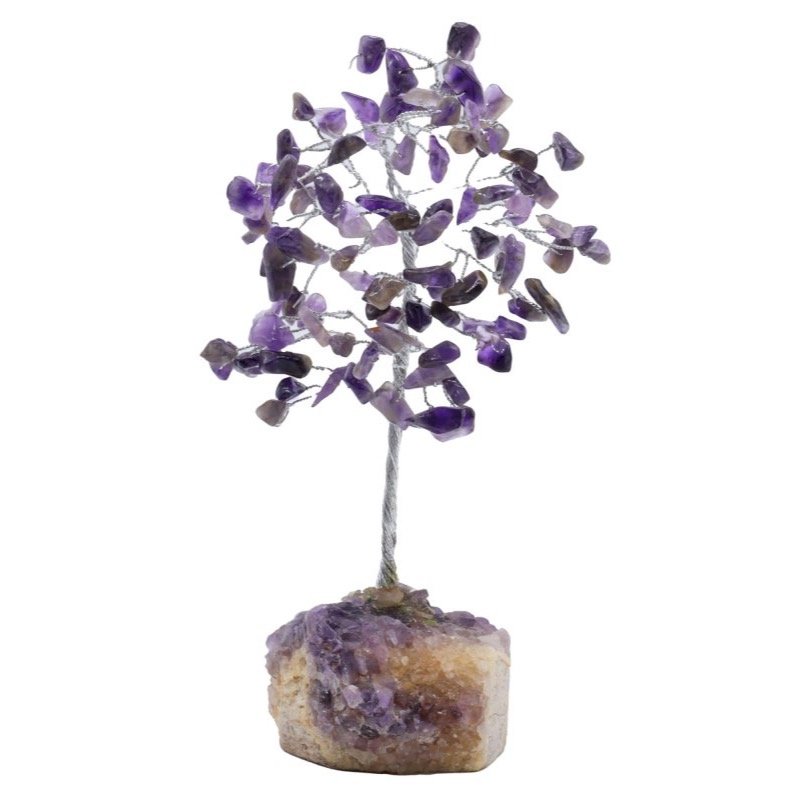 Arbre du Bonheur Améthyste Druse – 100 Pierres Brutes, 20 x 18 cm