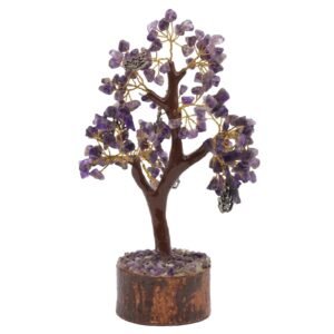 Arbre du Bonheur Améthyste et Lotus – 160 Pierres, 18 cm