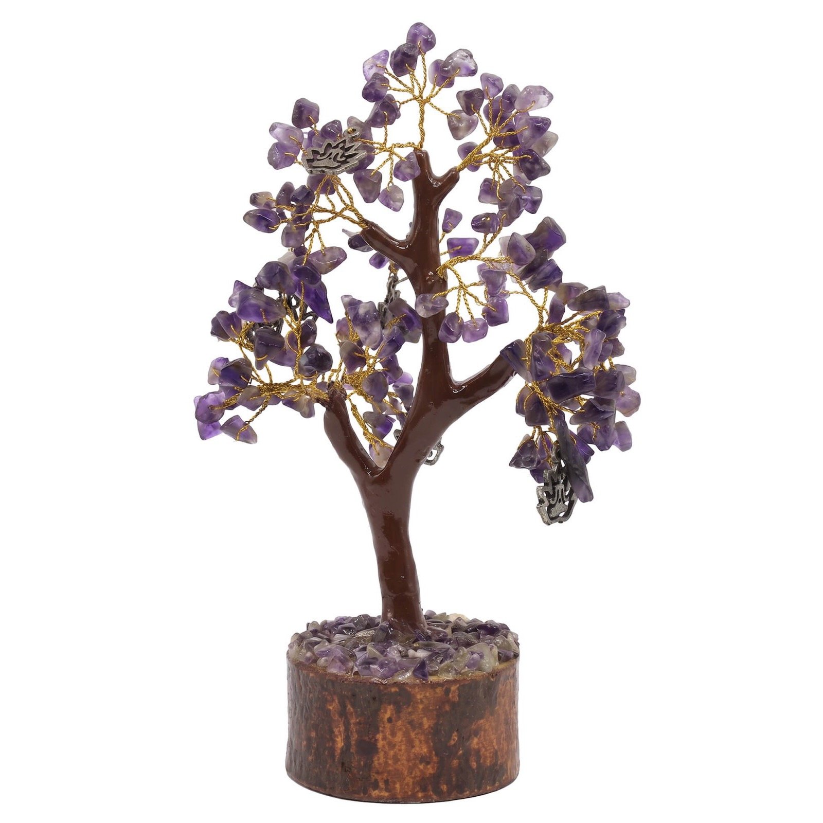 Arbre du Bonheur Améthyste et Lotus – 160 Pierres, 18 cm