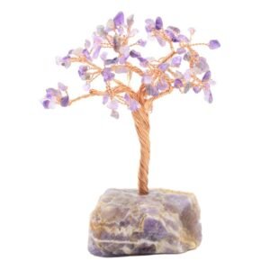 Arbre du Bonheur Améthyste sur Base Améthyste Brute – 14 cm