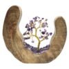 Arbre du Bonheur Améthyste sur Décor Bois de Manguier – 17 cm