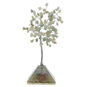 Arbre du Bonheur Aventurine Verte Orgonite – 100 Pierres Brutes, 8 x 21 cm