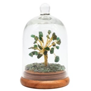 Arbre du Bonheur Aventurine Verte sous Cloche en Verre – 13 cm