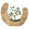 Arbre du Bonheur Aventurine Verte sur Décor Bois de Manguier – 17 cm