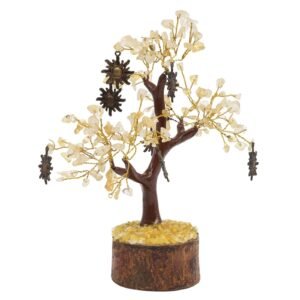 Arbre du Bonheur Citrine et Soleil – 160 Pierres, 18 cm