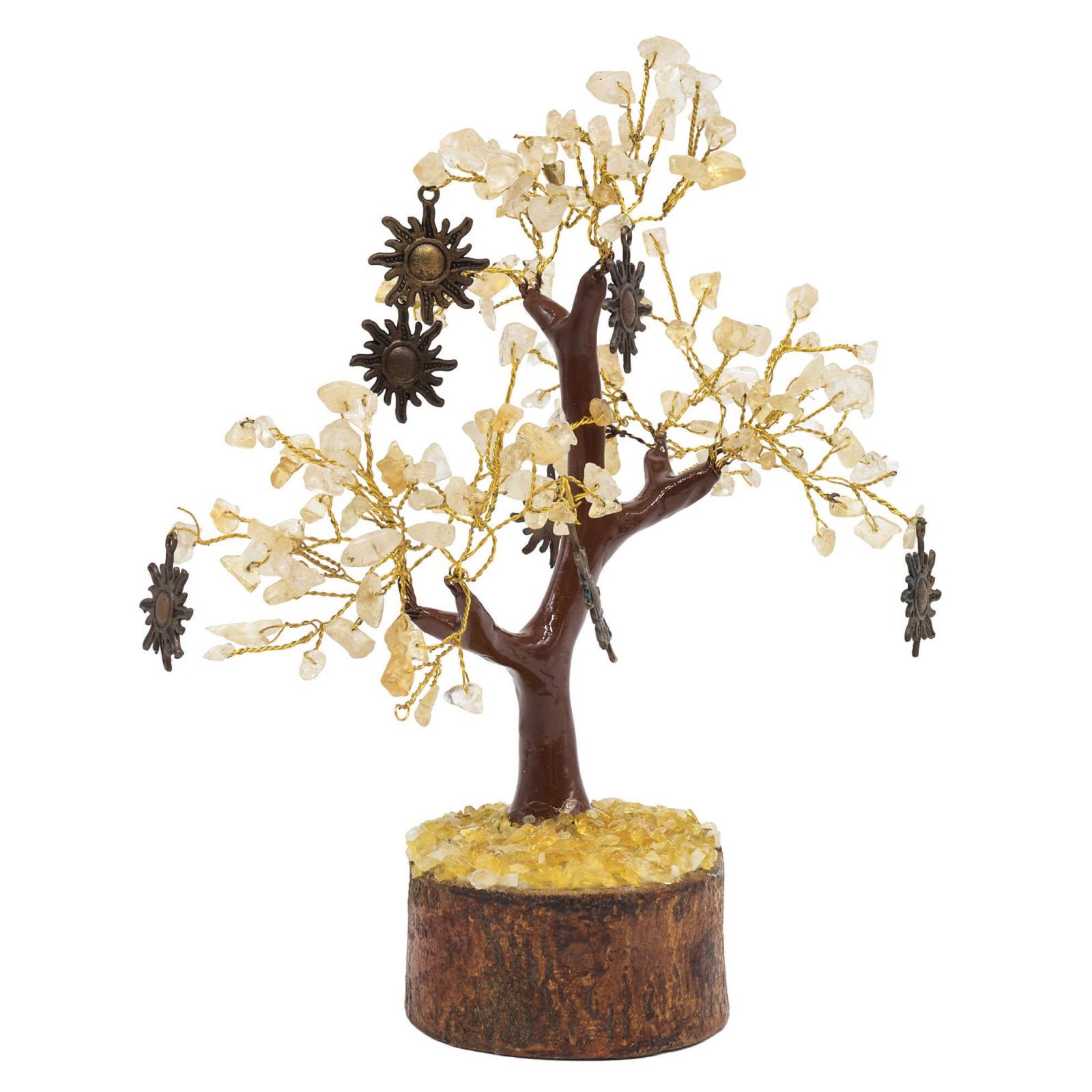 Arbre du Bonheur Citrine et Soleil – 160 Pierres, 18 cm