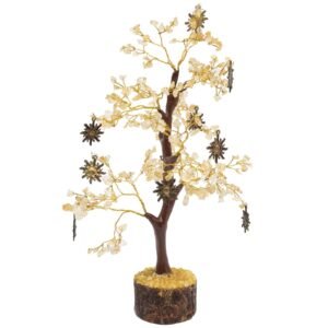 Arbre du Bonheur Citrine et Soleil – 300 Pierres, 23 cm