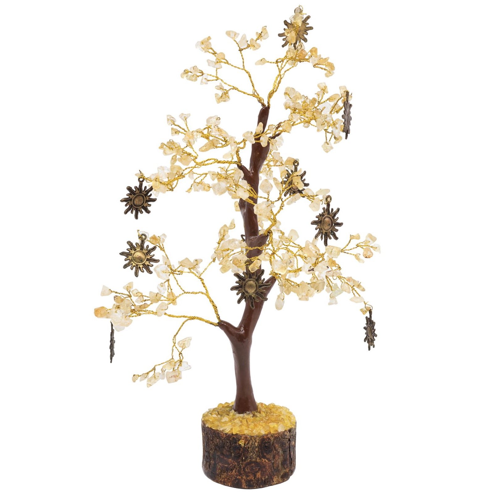 Arbre du Bonheur Citrine et Soleil – 300 Pierres, 23 cm