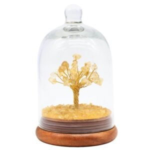 Arbre du Bonheur Citrine sous Cloche en Verre – 13 cm