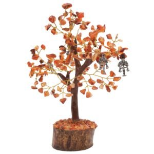 Arbre du Bonheur Cornaline et Balance – 160 Pierres, 18 cm