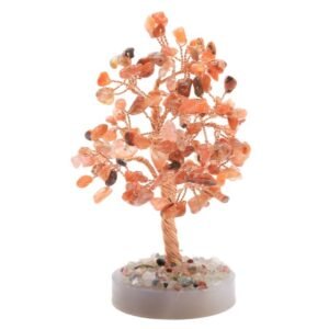 Arbre du Bonheur Cornaline sur Agate Polie – 14 cm