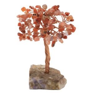 Arbre du Bonheur Cornaline sur Base Améthyste Brute – 14 cm